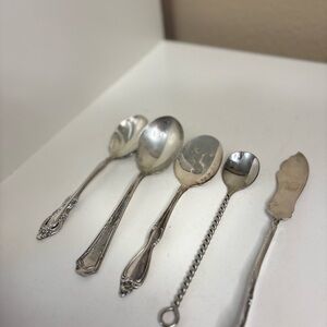 Vintage Silver Plated Spoon & Butter Knife Mixed Flatware Lot of 5